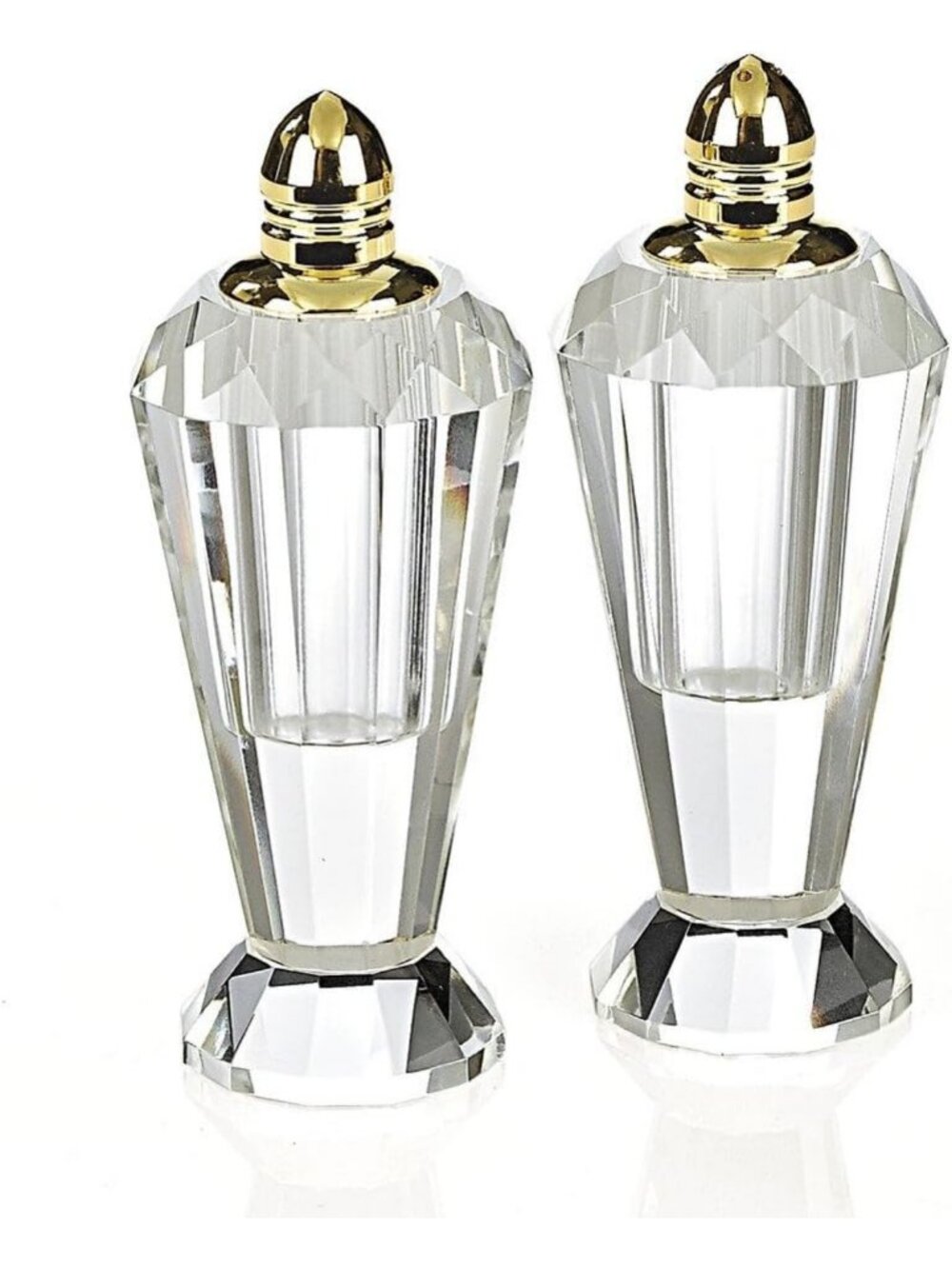 Elegant Gold Crystal Salt and Pepper Shakers Set - 4 Inch Dining Essentials